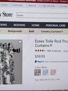 Essex Toile Rod Pocket Curtains® — Black Toile Pattern